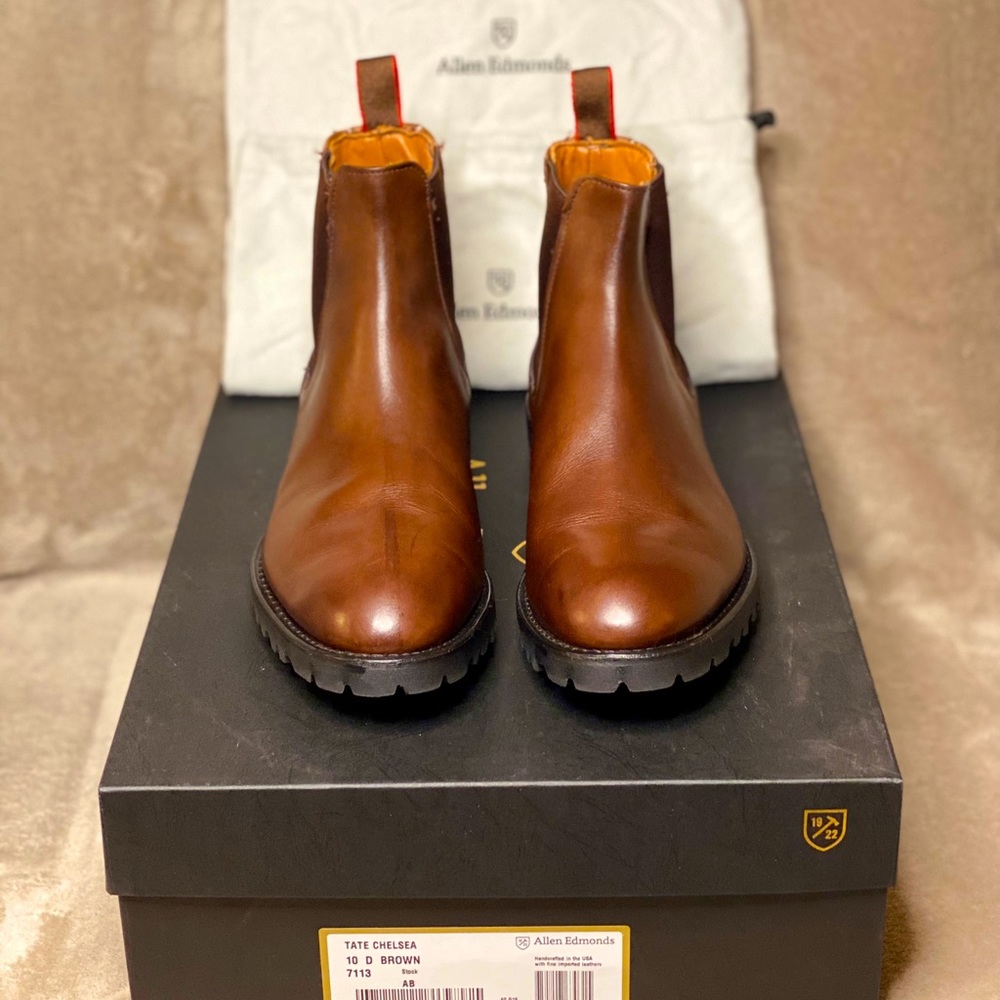 Allen Edmonds Tate Chelsea Boot, Brown, Size 10D